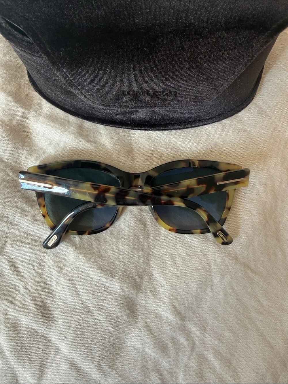 Tom Ford Tortoiseshell Sunglasses with Case - Green Lenses